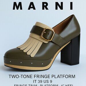 Marni Two-Tone Moccasin Fringe Trim Platform US9